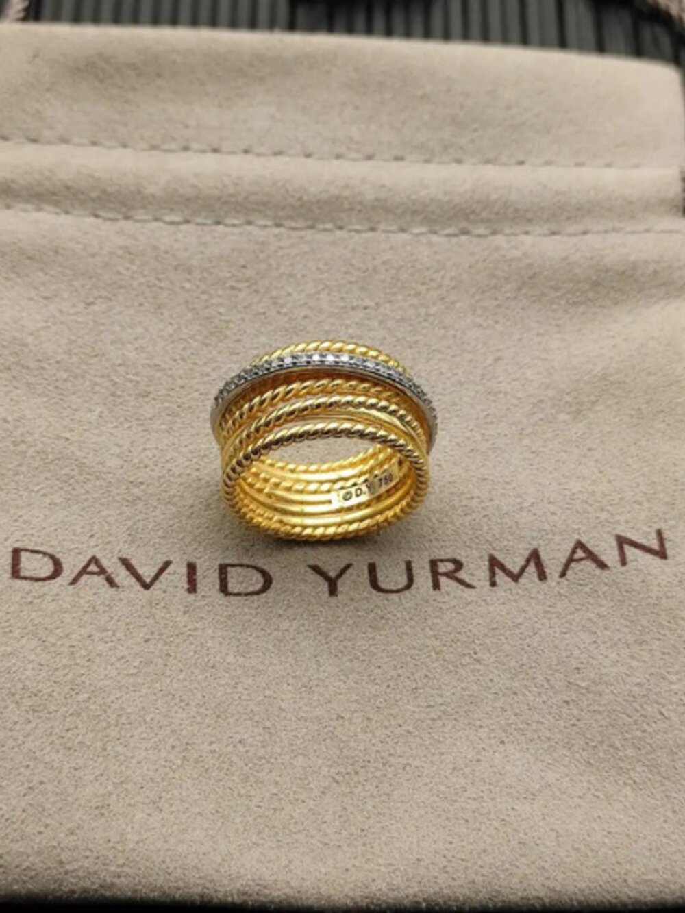 David Yurman Gold Thread Ring with Diamonds